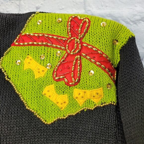 Vintage Victoria Harbour Holiday Presents Embellished Applique Cardigan size Med - Picture 10 of 14